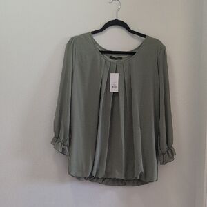 Suzy Shier Sheer Sage Green Blouse